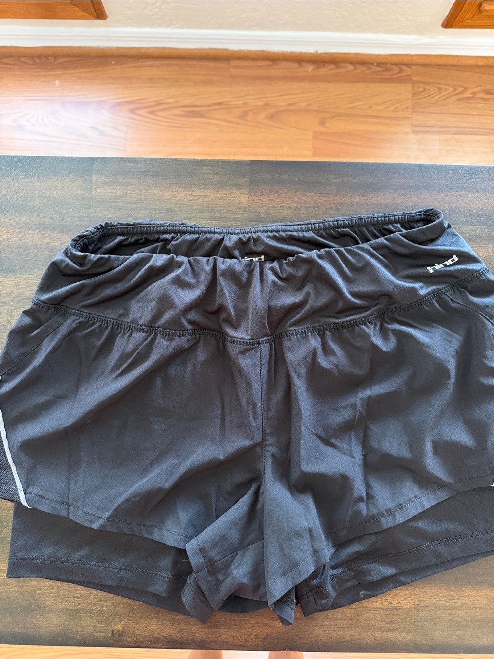 Hind Black Women's Layered Athletic Running Shorts